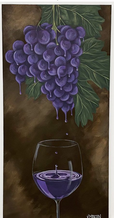 Wine Paintings On Canvas, Wine Canvas Painting Ideas, Wine Canvas Painting, Grapes Art Painting, Grape Wine Drawings, Irene Sheri, Wine Pictures, Wine And Grapes Painting, Grape Drawing