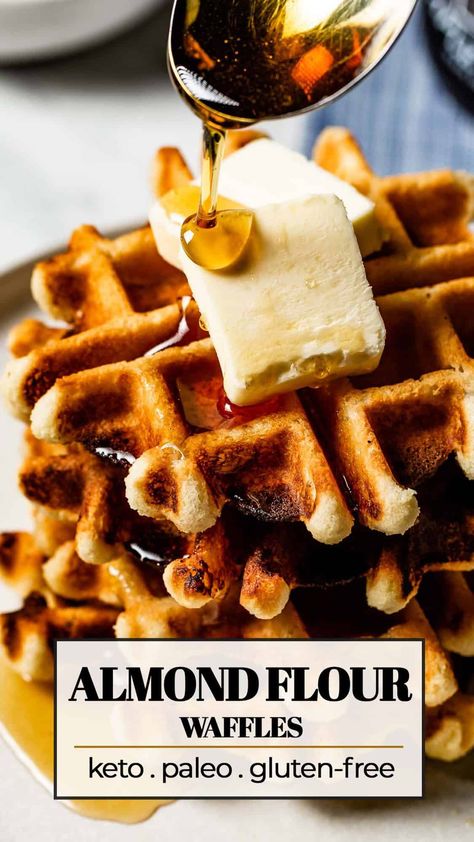 Gluten Free Waffles Almond Flour, Almond Flour Waffles, Paleo Waffles, Make Almond Flour, Low Carb Waffles, Gluten Free Waffles, Waffles Recipe, Keto Recipes Breakfast, Almond Flour Recipes