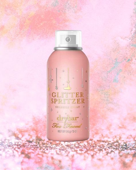 In celebration of its 20th anniversary, Too Faced is teaming up with Drybar to launch the “Glitter Spritzer" hairspray which drops on August 1 at Sephora. Sparkle Spray, Glitter Shower Curtain, Glitter Hair Spray, Glitter Spray Paint, Glitter Mason Jars, Birthday Presents For Girls, Glitter Pictures, Glitter Spray, Glitter Face