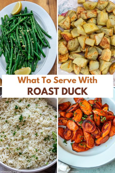 17+ of the best side dishes to serve with roast duck. I love these side dishes as they pair with many other main dishes as well. Duck Dinner Sides, Sides For Duck, Duck Side Dishes, Side Dishes For Duck, What To Serve With Duck, New Years Day Meal, Roasted Duck, Rice Side Dishes, Roast Duck