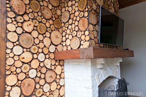 Dreamy Patio, Cabin Projects, Dimples And Tangles, Cabin Remodel, Cord Wood, Pallet Bar, Colorful Home Decor, Wooden Log, Stucco Walls