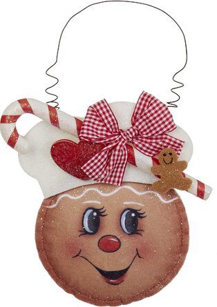 The Holiday Aisle® Fabric Gingerbread Holiday Shaped Ornament | Wayfair Gingerbread Crafts, Gingerbread Christmas Decor, Gingerbread Decorations, Candy House, Gingerbread Ornaments, Glass Ball Ornaments, Christmas Door Hanger, Decoration Originale, Christmas Wood