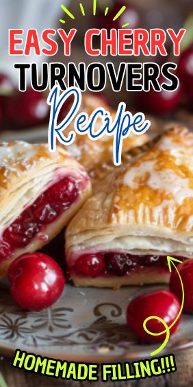 Easy Cherry Turnovers Recipe Cherry Turnover Recipe, Cherry Turnovers With Crescent Rolls, Air Fryer Cherry Turnovers, Cherry Turnovers With Puff Pastry, Cherry Dumplings, Easy Cherry Turnovers, Fried Peach Pies, Berry Cheesecake Recipes, Cherry Turnovers