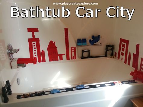 Play Create Explore: Themed Bath Thursday: Bathtub Car City Sensory Bath, Baby Theme, Bath Time Fun, Bath Ideas, Best Bath, Kid Activities, City Car, Kids Corner, Bathroom Kids