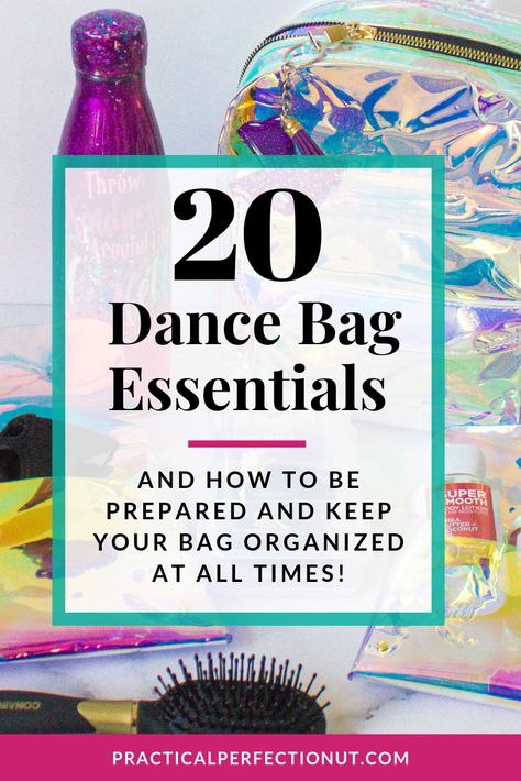 Dance Bag Essentials | Practical Perfection Dance Bag Essentials, Dance Competition Bag, Dance Essentials, Ballet Stuff, Dance Comp, Ballet Bag, Mommy Tips, Winter Activities For Kids, Dance World