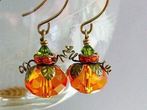 Earrings Fall, Pumpkin Earrings, Homemade Jewelry, Holiday Earring, Halloween Earrings, Holiday Jewelry, Fall Jewelry, Halloween Jewelry, Jewelry Repair