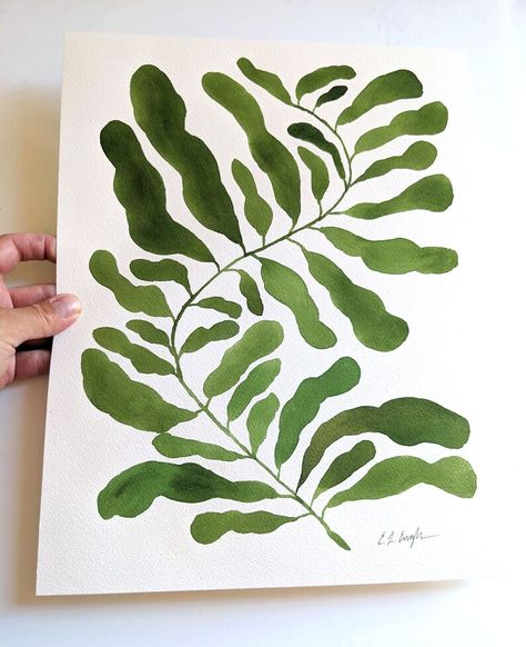 Fern Painting, Abstract Botanical Art, Abstract Botanical, Watercolor Paintings Easy, Plant Painting, Easy Watercolor, Watercolor Drawing, Mid Century Modern Art, Plant Art