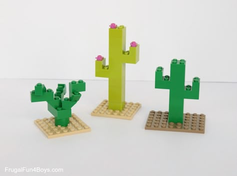 Lego Cactus, Lego Ideas To Build Easy, Lego Camp, Easy Lego Creations, Lego Machines, A Beach Scene, Lego Challenge, Lego Wall, Construction Lego