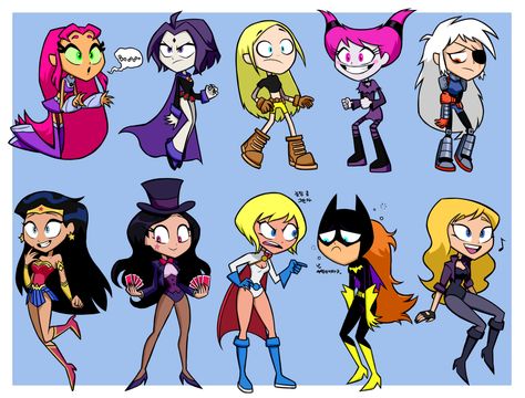 ladies line-up | DC Comics | Know Your Meme Original Character Design Ideas, Teen Titans Go Characters, Dc Artwork, Dc Oc, Original Teen Titans, Teen Titans Fanart, Teen Titan, Univers Dc, Dc Super Hero Girls