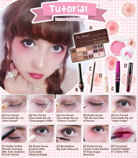 Kawaii Makeup Tutorial, Dolly Makeup, Power Makeup, Japan Makeup, Gyaru Makeup, Doll Eye Makeup, Kawaii Makeup, Makeup Tuts, Hime Gyaru