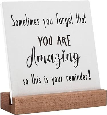 Amazon.com: Lukiejac Inspirational Quotes Desk Decor Gifts For Women Best Friend Encouragement Cheer Up Gifts Office Inspiration Positive Plaque With Wooden Stand For Cowoker Motivational Sign For Birthday (Blue) : Home & Kitchen Motivational Gifts For Women, Motivational Gifts For Friends, Motivational Signs For Home, Motivational Quotes For Room Decor, Best Friend Encouragement, Motivational Quotes For Frames, Affirmation Plaque, Friend Encouragement, Encourage Quotes