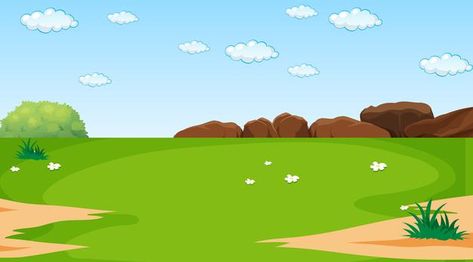 Blank nature park landscape scene at day... | Free Vector #Freepik #freevector #background #banner #tree #nature Different Types Of Forests, Garden Cartoon, Stylized Trees, Types Of Forests, Free Cartoon Characters, Forest Cartoon, Background Motion, Home Cartoon, Gacha Club Background