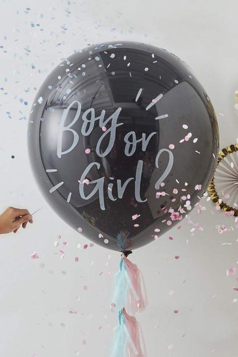 boohoo Gender Reveal Balloon #genderreveal Sophisticated Baby Shower, Confetti Balloon Gender Reveal, Gold Baby Shower Decorations, Gender Reveal Unique, Confetti Gender Reveal, Blue Confetti, Boy Gender Reveal, Ginger Ray, Girl Gender Reveal