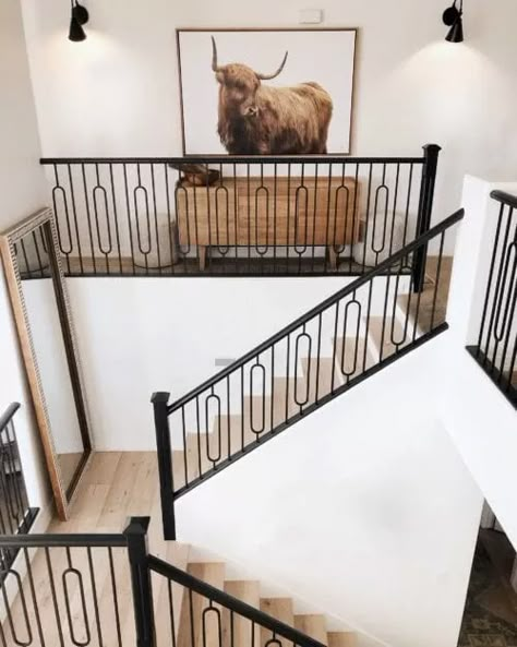 Wood Stair Treads, Metal Stair Railing, Stair Renovation, Wood Balusters, Stair Balusters, She Changed, Traditional Staircase, Iron Stair Railing, Stair Railings