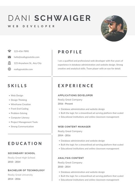 Curriculum Vitae Template Free, Cv Website, Best Free Resume Templates, Resume Photo, Best Cv Template, College Resume Template, Minimalist Resume Template, Curriculum Vitae Template, Student Resume Template