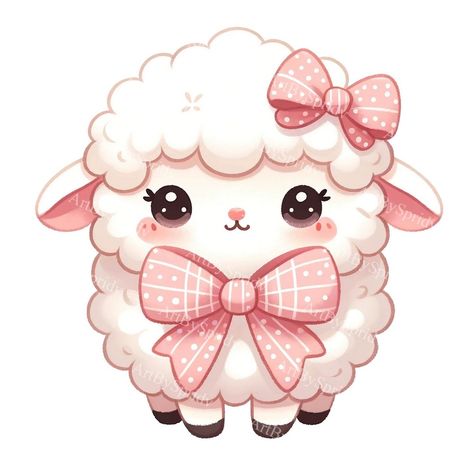 Sticker Bliss: Printable Kawaii Clip Art Animals Galore Cute Sheep Drawing, Clip Art Animals, Lamb Illustration, Sheep Clipart, Creative Clips Clipart, Fluffy Sheep, Puppy Portraits, Cartoon Crazy, Cute Lamb