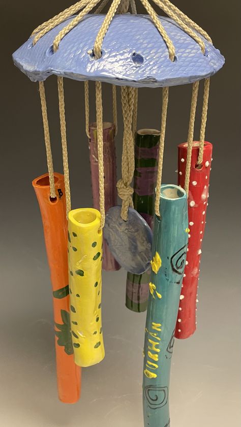 Clay Wind Chimes Diy How To Make, Ceramic Wind Chimes Diy, Clay Windchimes Diy, Ceramic Suncatcher, Clay Wind Chimes, Handmade Wind Chimes, Ceramic Wind Chimes, Nautical Decor Diy, Carillons Diy