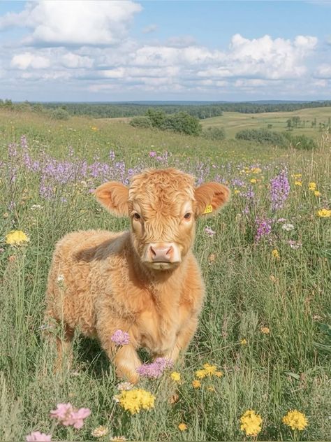 Cute Cow Pics Aesthetic, Fluffy Cow Farm, Cute Fuzzy Animals, Cows On Field, Mini Fluffy Cows Highland Cattle, Micro Highland Cow, Cute Wild Animal Pictures, Baby Cow Aesthetic, Cute Cows Aesthetic