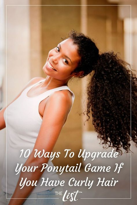 Low Ponytail For Curly Hair, Loose Ponytail Curly Hair, Curly Hair Ponytail Naturally, Loose Curly Ponytail, Cute Curly Ponytail Hairstyles, Ponytail For Curly Hair, How To Make Your Ponytail Look Longer Curly Hair, Volume Curly Ponytail, Curly Low Ponytail