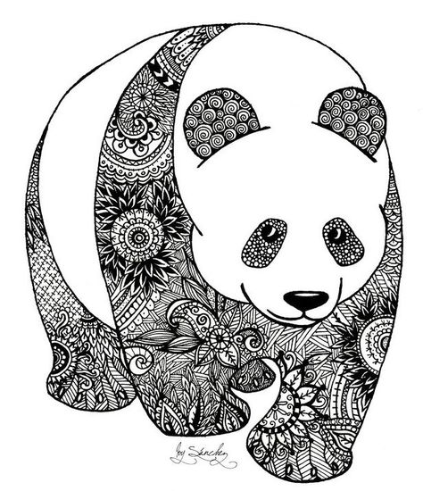 zentangle-panda-coloring-book Mandala Disney, Zentangle Animals, Color Pad, Mandalas Painting, Zentangle Designs, Doodle Art Drawing, Panda Art, Mandalas Drawing, Sharpie Art