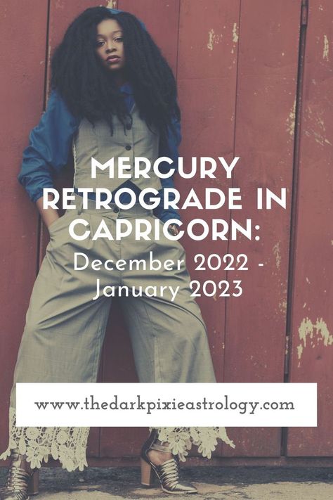 Mercury, planet of communucation, turns retrograde (appears to move backward) on December 29 2022 until January 18 2023, entirely in Capricorn, sign of goals. Learn about this on The Dark Pixie Astrology: https://www.thedarkpixieastrology.com/blog/mercury-retrograde-in-capricorn-december-2022-january-2023 Mercury Retrograde 2022, Mercury Retrograde 2023, Capricorn Meaning, Mercury Retrograde Meaning, Mars Retrograde, Gemini And Sagittarius, Astrology Gemini, Astrology Virgo, Learn Astrology