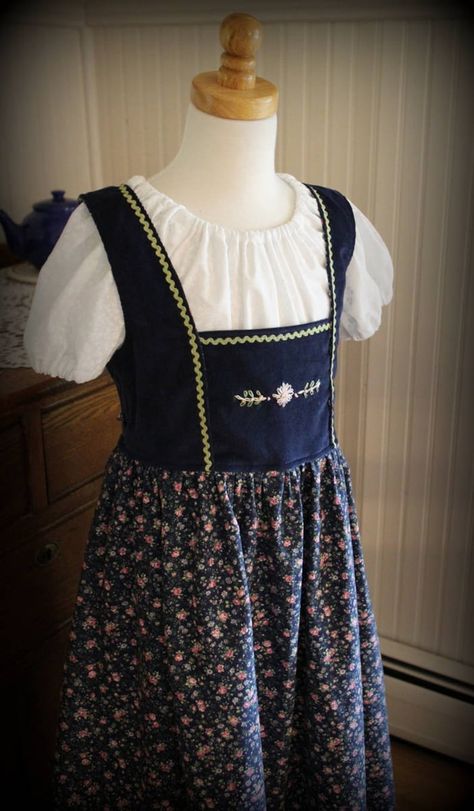 Pioneer Dress, Dirndl Dress, Fabric Combinations, Half Apron, Blue Hand, Oct 11, Peasant Blouse, To My Daughter, Hand Embroidered