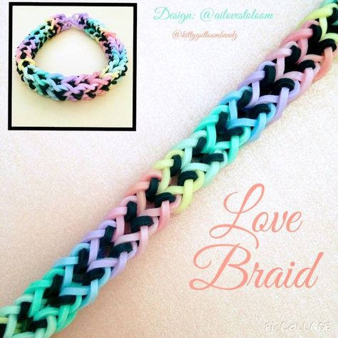 Types Of Rainbow Loom Bracelets, Cute Loom Band Bracelet Ideas, Look Bands Bracelet, Rainbow Loom Bracelets To Make, Rainbow Loom Ideas Without A Loom, Cool Things To Make With Rainbow Loom, Rainbow Loom Bracelet Designs, Thick Rainbow Loom Bracelets, How To Make Cool Loom Bracelets