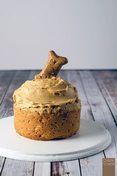 Peanut Butter and Apple Pupcake | Chew Town Food Blog Apple Dog Cake, Dog Birthday Cake Recipe, Peanut Butter Apple, Dog Cake Recipes, Puppy Cake, Peanut Recipes, Dog Birthday Cake, Diy Dog Treats, Dog Cakes