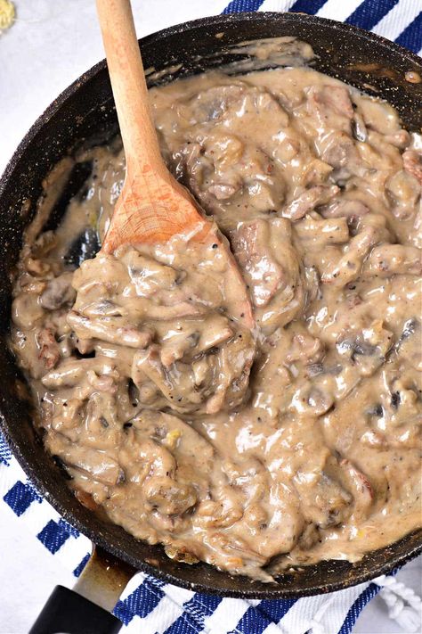 Dairy Free Beef Stroganoff Dairy Free Stroganoff, Beef Stroganoff Dairy Free, Dairy Free Beef Stroganoff, Beef Stroganoff With Mushrooms, Hamburger Helper Beef Stroganoff, Beef Stroganoff Casserole, Beef Mushroom Stroganoff, Stroganoff Casserole, Baked Chicken Breast Recipes