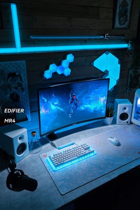 #EDIFIER #MR4 #studiomonitor #speakers #homeaudio #minimalistic #wallpaperengine #wallpaper #gamer #pcbuild #lianli #nanoleaf #pcgamers #pcgamer #gamingpc #EDIFIER #Edifier #HECATE #Hecate #gamingspeakers #gaming #speakers #gamingsetup #setupgaming #gamingsetups #pcmodding #pcsetup #pcgamingsetup #rgb #gamerpc #custompc #gamingroom #desksetup #dreamsetup #hardware #rtx #pcmod #pcbuilds #desktoppc #pcsetups Blue Desk Setup, Bedroom Gaming Setup, Computer Desk Setup, Blue Desk, Video Game Rooms, Monitor Speakers, Home Audio Speakers, Icing On The Cake, Simple Phone Wallpapers