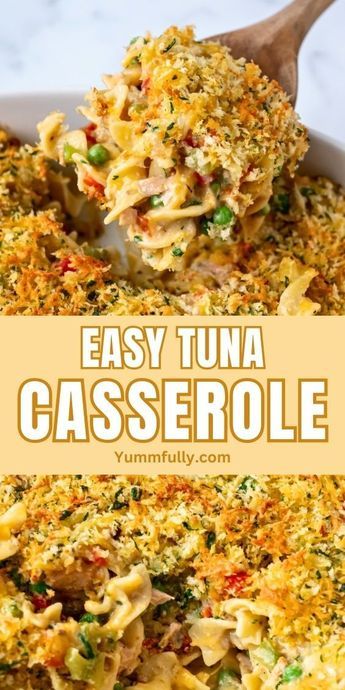 Whip up a quick, comforting, satisfying dinner with our Easy Tuna Casserole, featuring flaky tuna, creamy sauce, and tender noodles baked to perfection. Click for more delicious recipes that will help you create effortless yet delicious meals. Casserole Dish Recipes, Easy Tuna Casserole, Tuna Dinners, Tuna Fish Recipes, Tuna Noodle Casserole Recipe, Cottagecore Recipes, Tuna Casserole Easy, Spaghetti Recipes Easy, Tuna Casserole Recipes