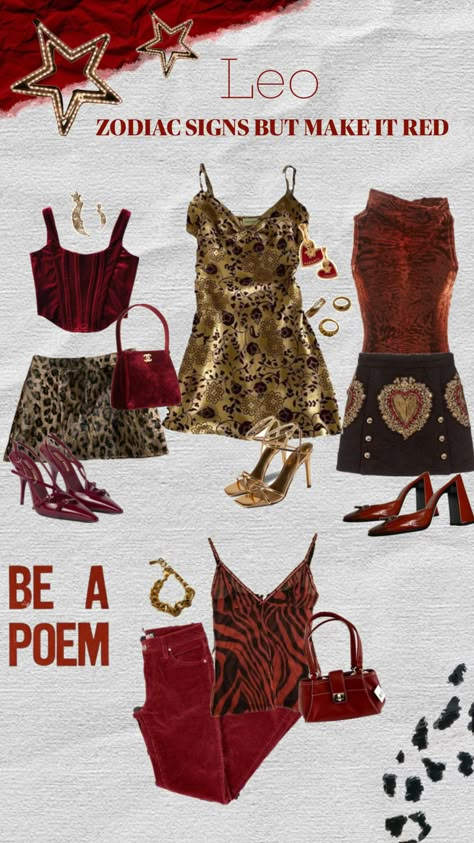 Leo in Red 👑 🍁✨ #fallgirlaesthetic #falllookbook #lookbook #fashion #outfitsaesthetic #outfits #vintage #art #taylorswift #swifties #redalbum #redaesthetic #red #iloveyou Aries Outfits, Scorpio Fashion, Venus In Leo, Venus In Gemini, Red Smoothie, Leo Rising, Gemini Rising, Venus Fashion, Venus And Mars