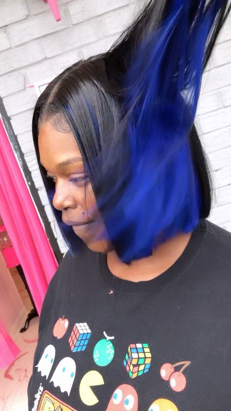 Blue Peak A Boo, Peak A Boo, Quick Weave, Blue Hair, Hair Ideas, Black Hair, Follow Me, Dye, Hairstyles