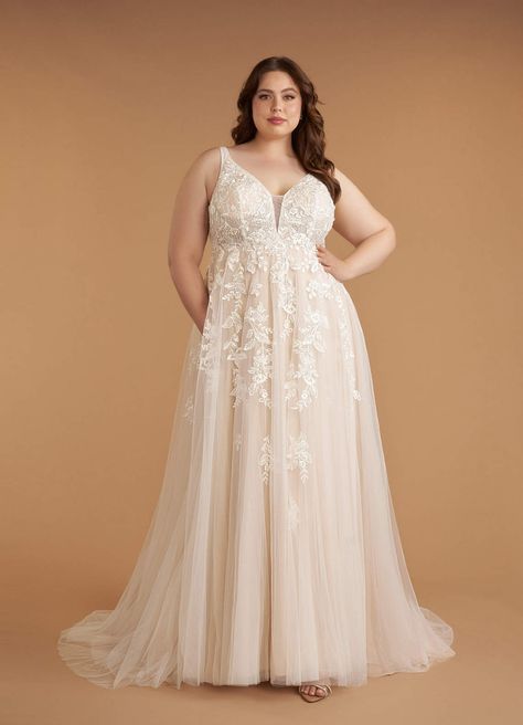 Diamond White/Champagne Sample Dress | Azazie Wedding Gown Accessories, Eddy K, Chapel Train Wedding Dress, White Champagne, Wedding Dress Champagne, Essense Of Australia, Curvy Bride, Designer Bridal Gowns, Allure Bridal