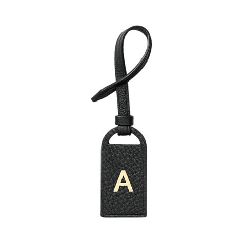 Initial letter tag, $10, available at Kate Spade Saturday. Kate Spade Luggage, Leather Luggage Tag, Mini Accessories, Leather Tag, Gold Monogram, All 50 States, Stocking Stuffer Gifts, Perfect Stocking Stuffers, Chic Bags