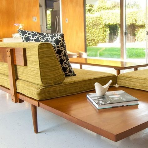 Affordable Mid Century Modern Furniture | Handmade in California Mid Century Modern Daybed, Mid Century Daybeds, Modern Daybed, Mid Century Modern Interiors, Stylish Living Room, Plywood Furniture, Mid Century Decor, Mid Century Modern Furniture, Mid Century House