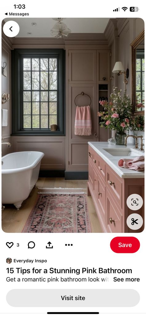 Dusty Pink Bathroom, Grey Floors, Bathroom Mood Board, Stone Mountain, Grey Flooring, Pink Bathroom, Kids Bathroom, Mountain Home, Kids' Bathroom