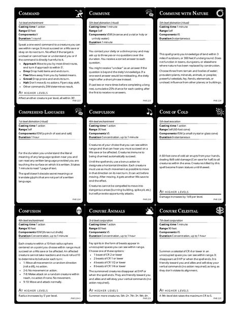 Spell Cards 5e, Dnd 5e Spell Cards, Dnd Printables, 5e Spell Cards, Dnd Spell Cards, Dungeons And Dragons Diy, 5e Spells, Schools Of Magic, Ranger Dnd