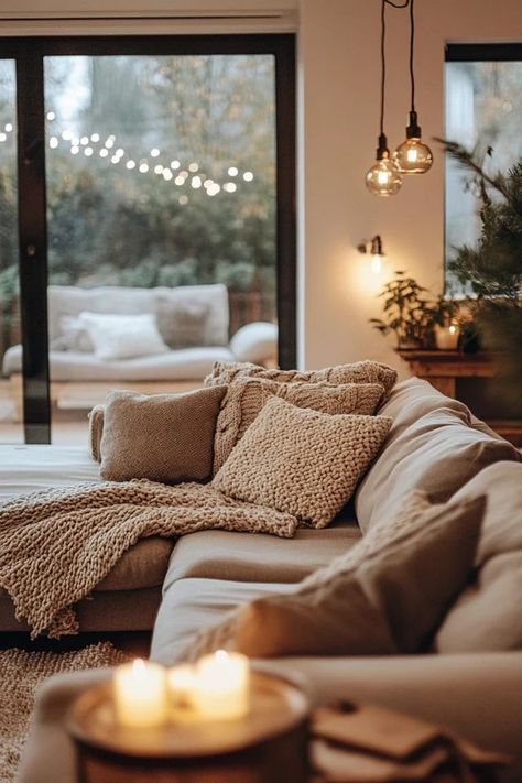 "Transform your living room into a winter wonderland with Scandinavian Decor! 🛋️❄️ Ideal for adding a touch of Nordic charm and cozy vibes to your space. 🌿✨ #ScandiStyle #WinterLiving #HyggeHome" Decoration Ideas Apartment, Hygge Fireplace, Scandinavian Living Room Nordic Style, Hygge Interior, Scandinavian Decor Living Room, Scandinavian Hygge, Scandinavian Winter, Winter Living Room, Hygge Home