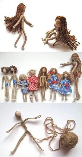 Beautiful Dolls Made With Wire And Yarn Bendy Dolls Tutorial, Diy Yarn Dolls, Macrame Dolls, Dolls Handmade Diy, Wire Art Sculpture, Yarn Dolls, Worry Dolls, Homemade Dolls, Bendy Doll