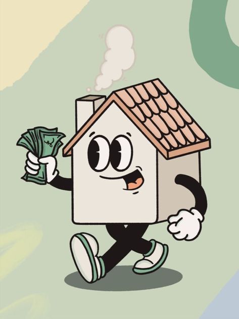 Rubber Hose House Illustration by Emily Wylde  Feeling the retro vibe? 😎 Loving this design? 😍 Want more? Head over to the link above now! Don't miss out! 🚀#RetroMascot #RetroMascotLogo Rubber Hose Style, 심플한 그림, Illustration Projects, House Cartoon, Cartoon Style Drawing, Cartoon House, Pen Art Drawings, Rubber Hose, Design And Illustration