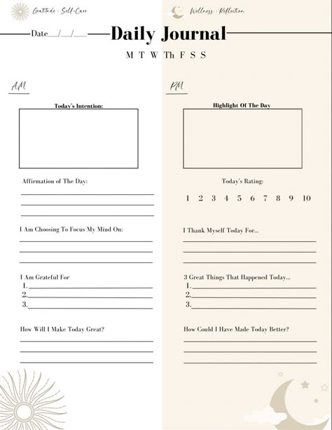 simple daily planner notion The Five Minute Journal Pdf, Evening Reflection Journal, Morning Reflection Journal, Daily Journal Spread, 5 Minute Journal Writing Prompts, Daily Reflection Journal Template, 5 Minute Journal Template, 5 Minute Morning Journal, Daily Journal Ideas Layout