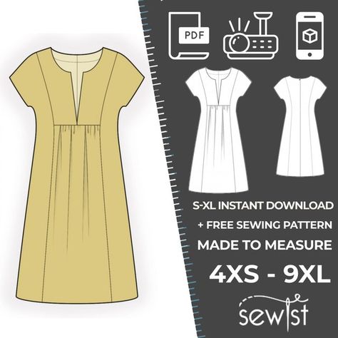 SewistCAD - Etsy New Zealand Top Sewing, Womens Blouses, Garment Industry, 1970s Dresses, Tunic Pattern, Top Sewing Pattern, Dress Sewing Pattern, Design Drawing, Printable Patterns