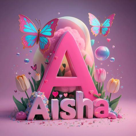 Aisha Name, Colored Bubbles, Pastel Gradient, Letter Art Design, Alphabet Letters Design, 3d Typography, Tulips Flowers, Name Art, Letter Art