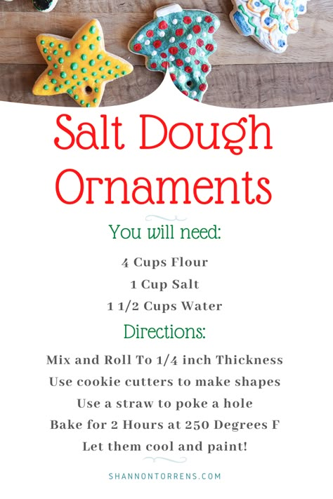 Christmas Salt Dough Ornaments, Homemade Salt Dough, Christmas Salt Dough, Baby Christmas Crafts, Salt Dough Christmas Ornaments, Salt Dough Crafts, Salt Dough Recipe, Salt Dough Ornaments, Dough Ornaments