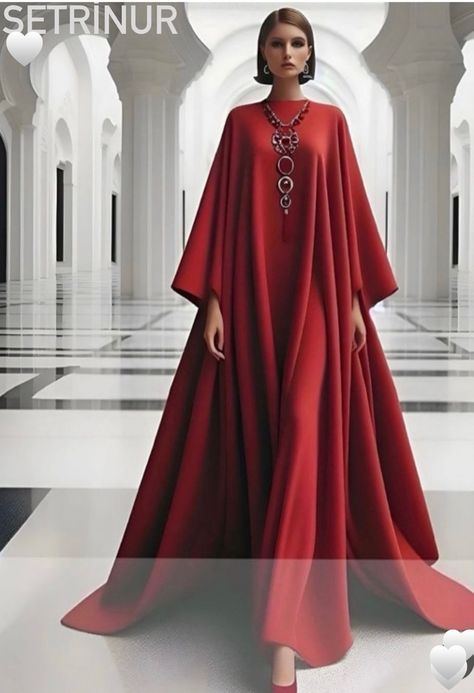 Arabian Outfit, Red Abaya, Abaya Fashion Modern, Dress Tailoring, Moslem Fashion, Arabian Dress, Kaftan Designs, Party Wear Gown, Muslimah Dress