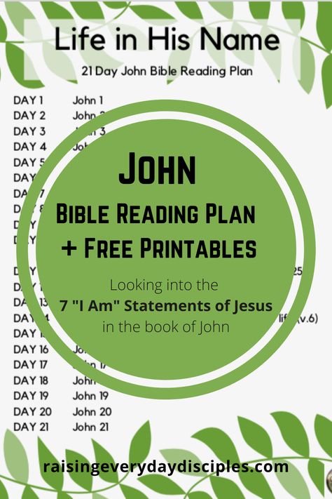 Get your free John Bible Reading Plan where you will journey through the Gospel of John, look at the 7 I Am statements of Jesus and His identity, and be drawn to believe in His name! This is a great plan for you individually, for family discipleship or Bible time, or to use with someone you are discipling. Your free printables will include the plan and some questions to think about as you read through the book of John and look deeply into who Jesus is. Download your plan here! John Bible Reading Plan, John Bible Study Plan, How To Read The Book Of John, Book Of John Bible Study For Kids, Book Of John Bible Study, Bible Study John, Bible Study Questions, Easy Bible Study, Bible John