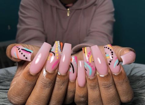 Throwback Nail Designs, Acrylic Nails For Black Women, Pink Rose Gold Nails, Acrylic Nails Toes, Baddie Essentials, Nails For Black Women, Micro Braids Hairstyles, Long Acrylic Nail, Doing Nails