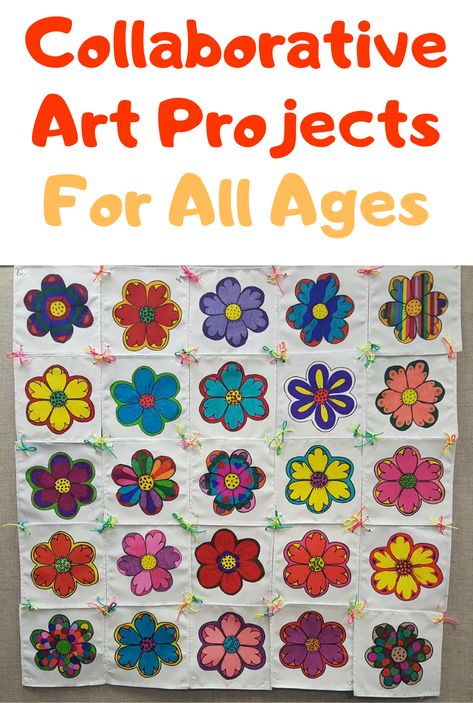 Rainbow Collaborative Art, Group Collaboration Art, Art Group Activities, Cooperative Art Projects For Preschool, Easy Group Art Projects, Communal Art Projects, Group Canvas Painting Ideas Collaborative Art, Class Collaborative Art Projects, Cooperative Art Projects