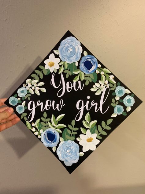 Painted Grad Cap, Name Design Art, Grad Cap Topper, Hand Painted Bible, Painting Simple, Monogram Painting, Grad Caps, Mermaid Painting, Pop Art Canvas